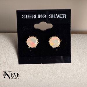 Natural Ethopian Opal 18k Yellow Gold Over Sterling Silver Push back Earrings
